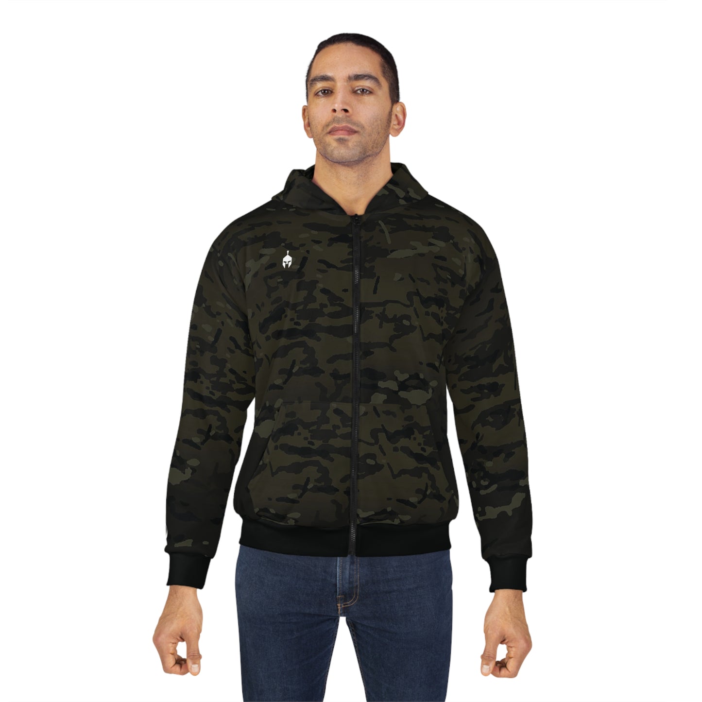 Unisex Multicam Black Zip Hoodie