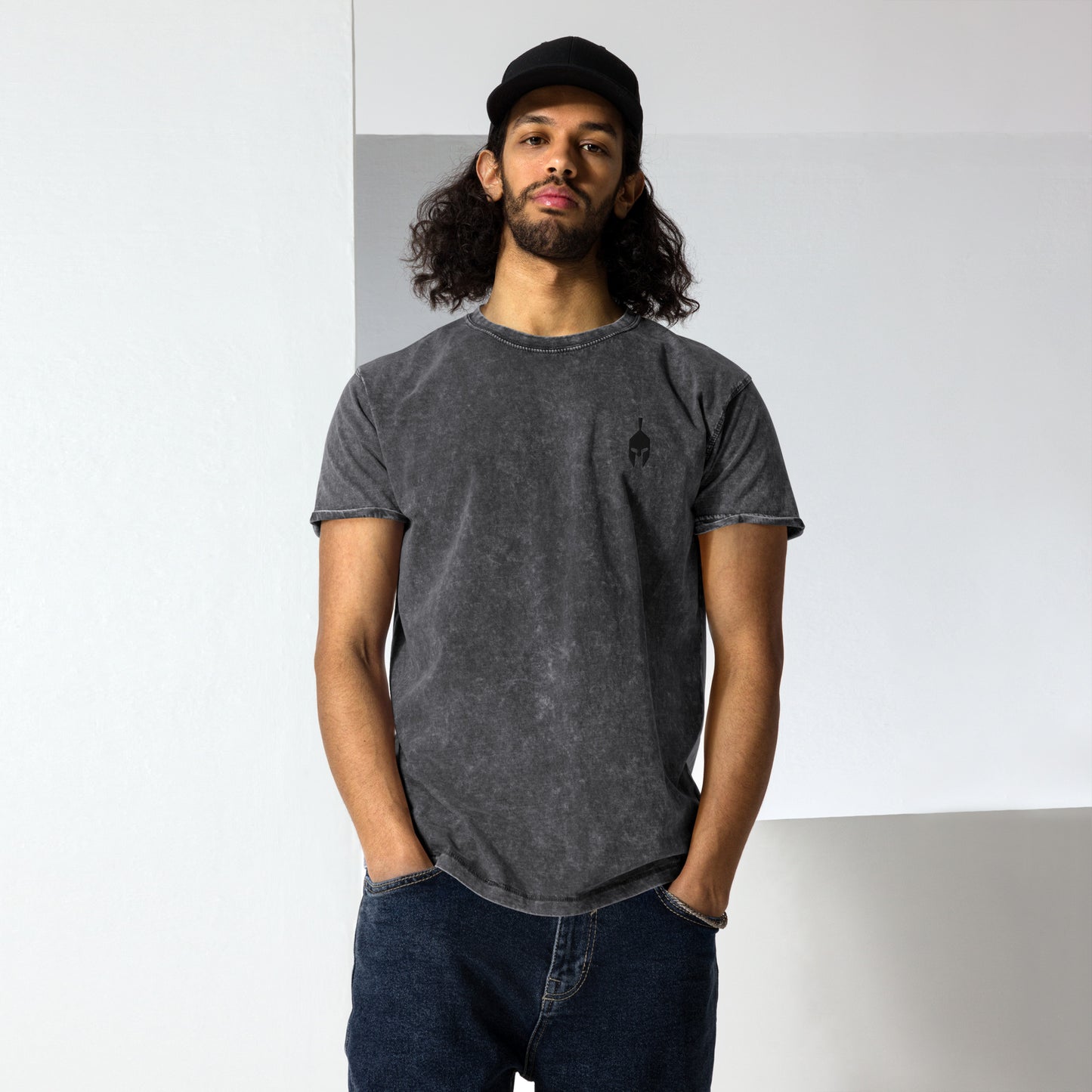 Uni-sex Embroidered Denim T-Shirt