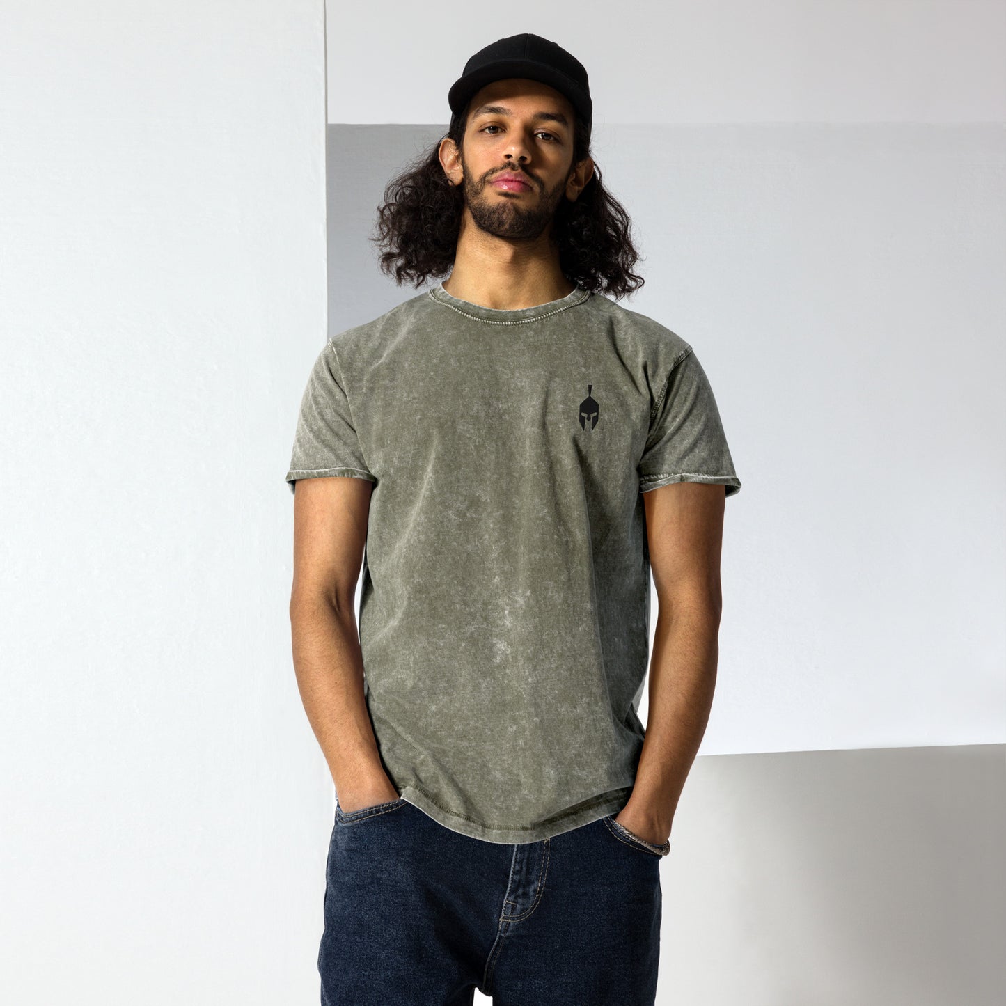 Uni-sex Embroidered Denim T-Shirt