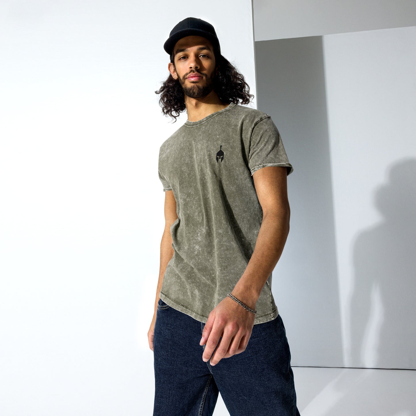 Uni-sex Embroidered Denim T-Shirt