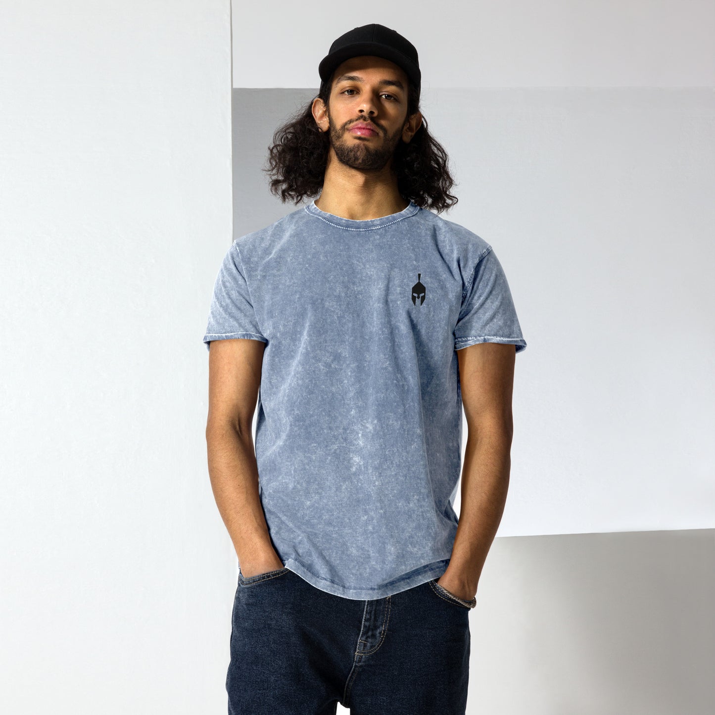 Uni-sex Embroidered Denim T-Shirt