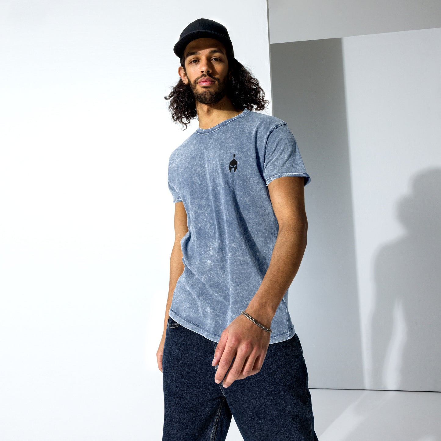 Uni-sex Embroidered Denim T-Shirt